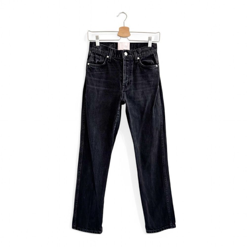 Revice Black Wash High Rise Button Fly Straight Leg Jeans Size 26